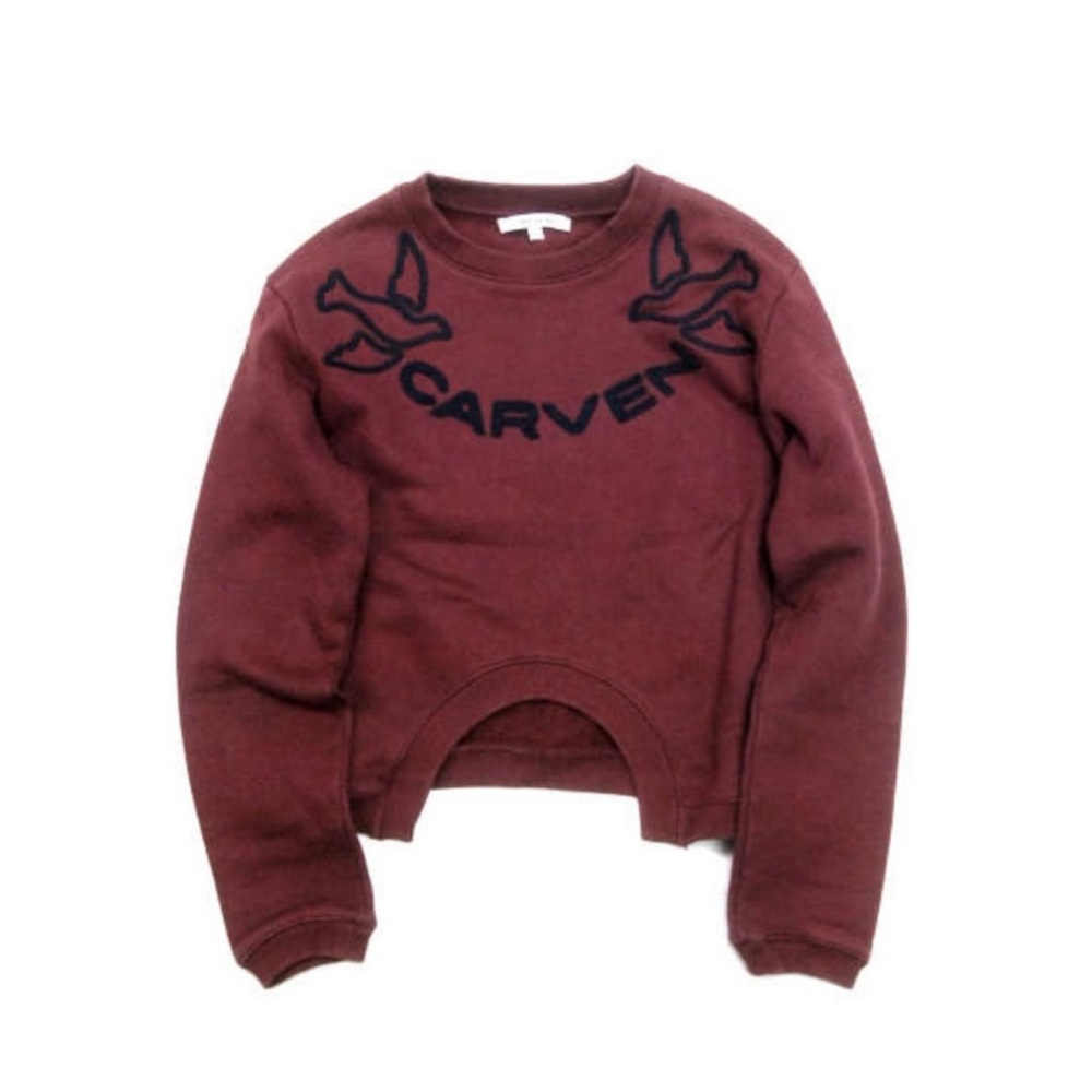 Carven Women's Maroon Crew Neck Sweater